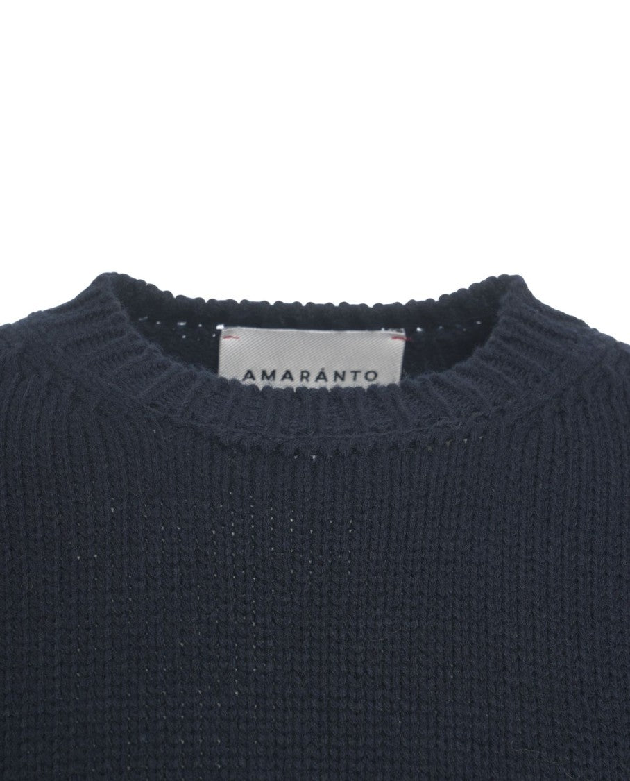 Amaranto Oversized Knit Sweater With Intarsia Logo And Ribbed Finish