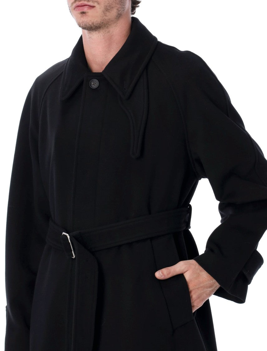 Ferragamo Black Cashmere-Blend Belted Coat