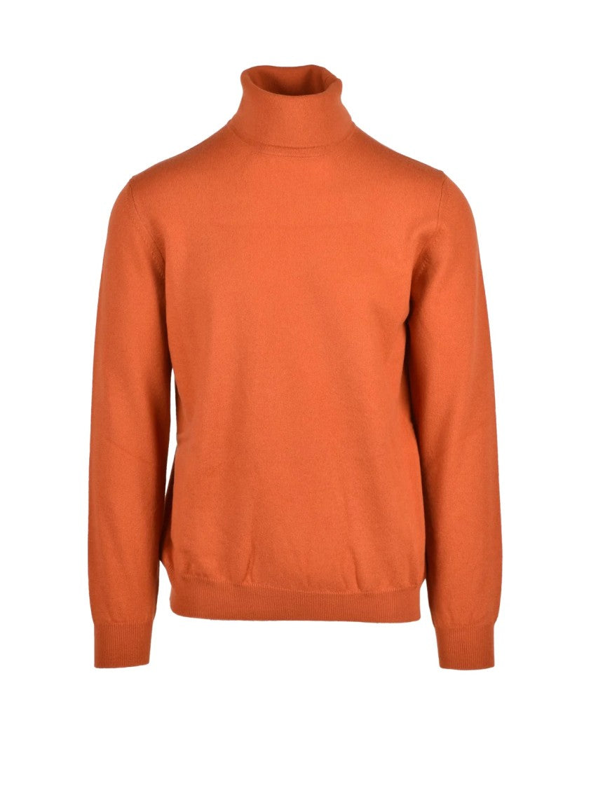 Alpha Studio High-Neck Brown Cashmere Turtleneck Sweater