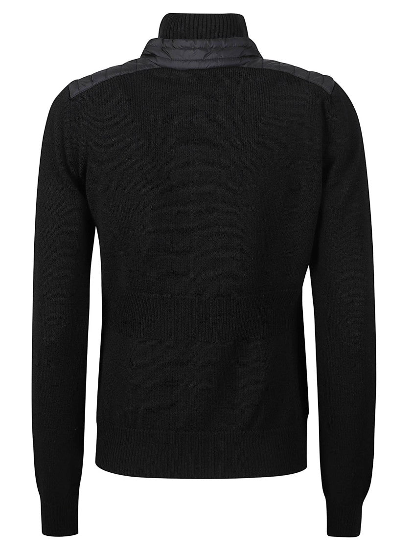 Moncler Grenoble Black Tricot Padded Virgin Wool Cardigan