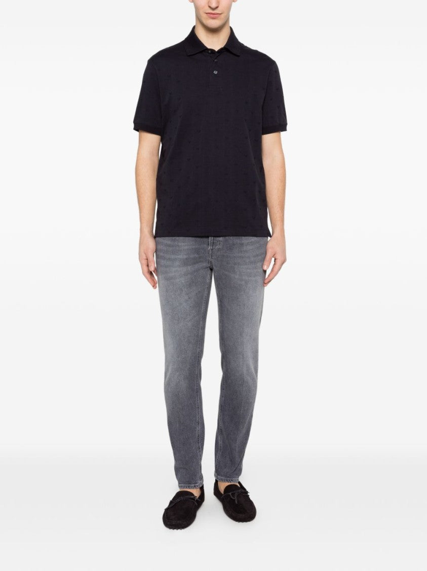 Pt Torino Slim Fit Grey Denim Jeans With Frayed Hem And Five-Pocket Design
