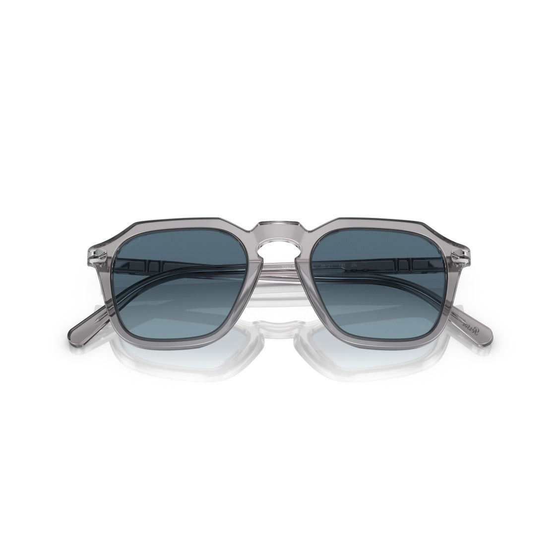Persol Translucent Acetate Square Sunglasses With Gradient Blue Lenses