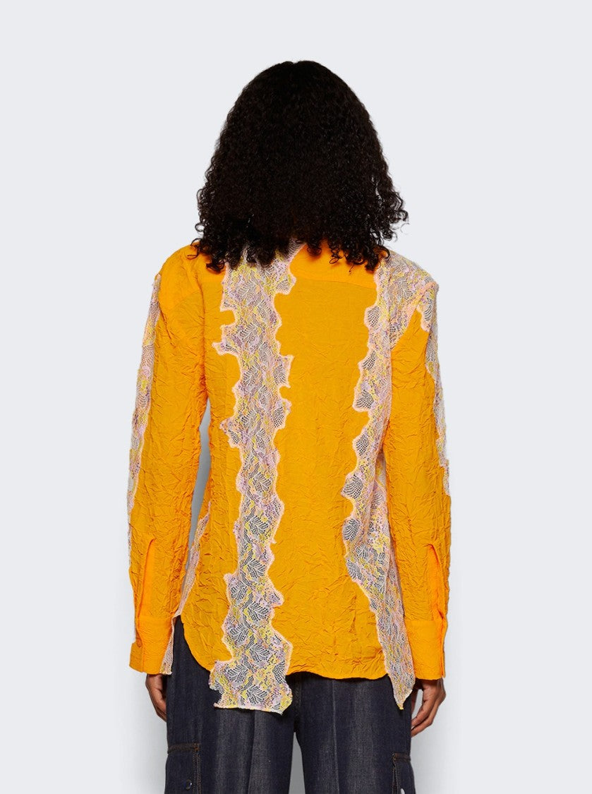 Christopher Esber Crimped Lace Shirt Orange
