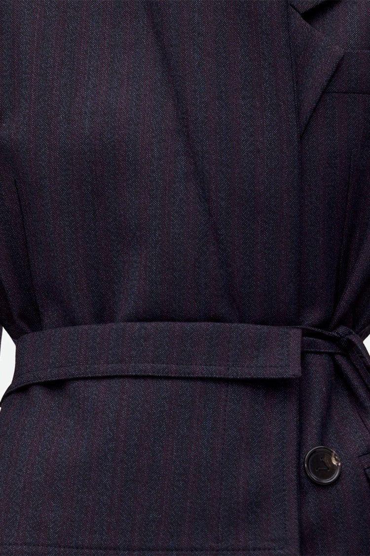 Bottega Veneta Navy Wrap-Front Belted Wool Jacket
