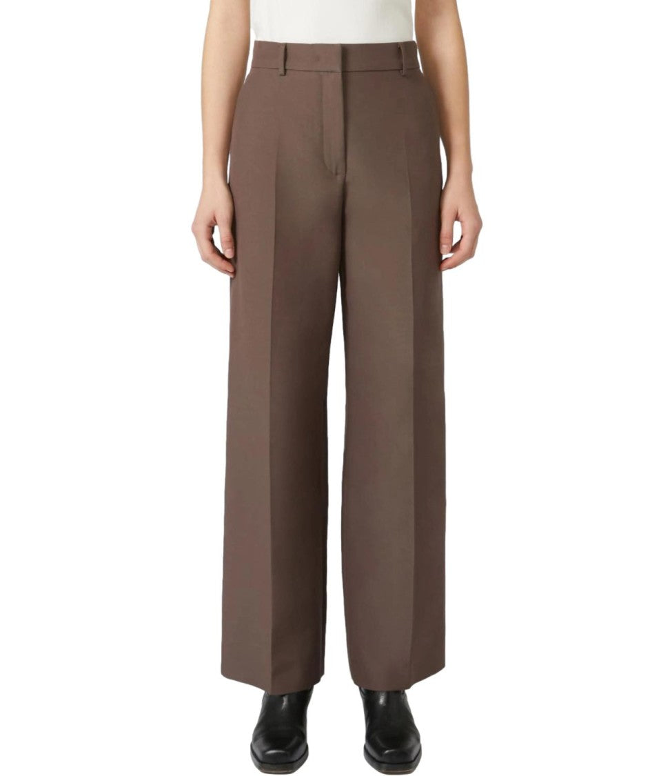 Max Mara Wide-Leg Chocolate Brown Trousers With Clean Lines