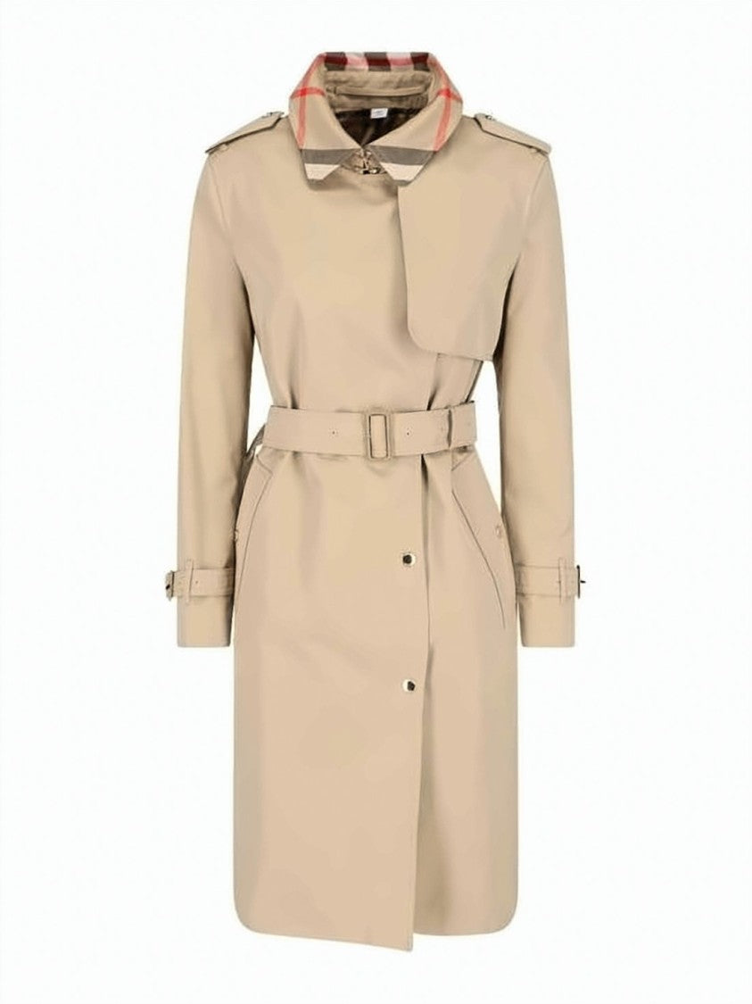 Burberry Classic Beige Cotton Trench Coat With Structured Silhouette