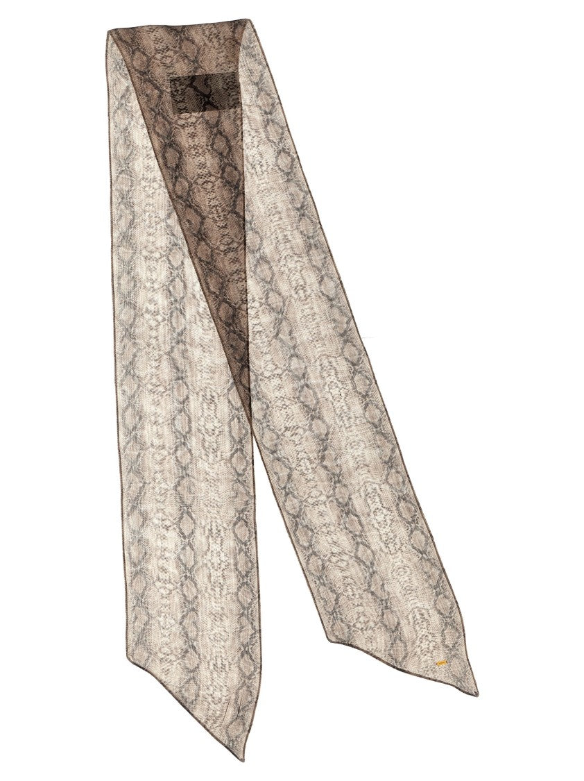 Saint Laurent Detailed Snake Print Silk Scarf