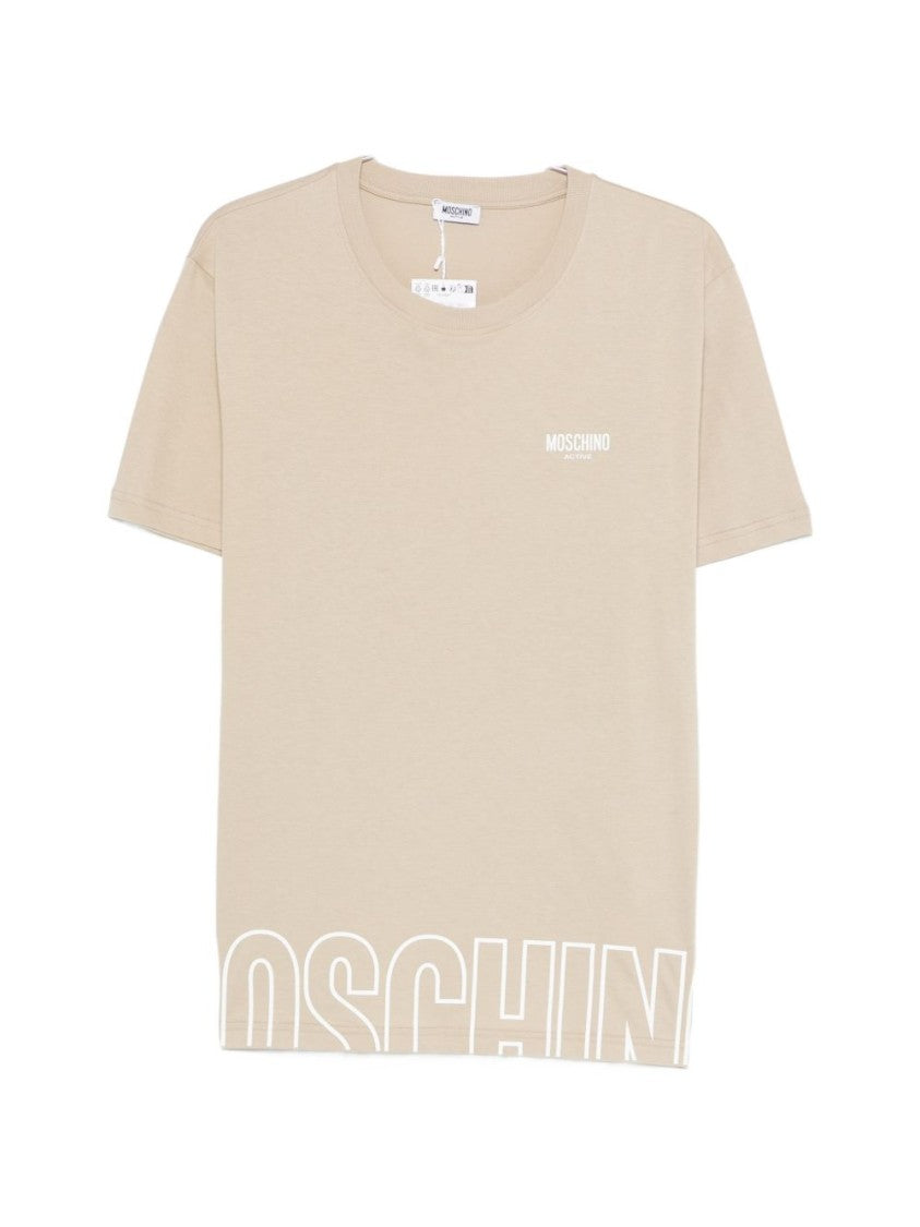 Moschino Beige Logo Lettering T-Shirt