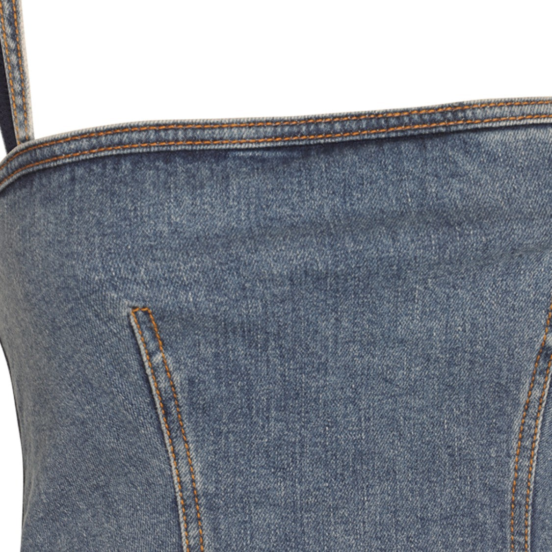 Alexander Mcqueen Flared Denim Mini Dress With Square Neckline And Peplum Hem