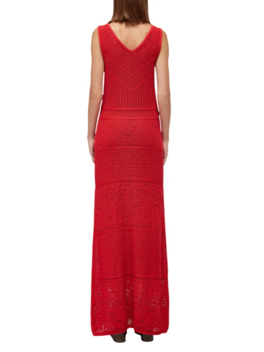 Blugirl Intricate V-Neck Crochet Maxi Dress