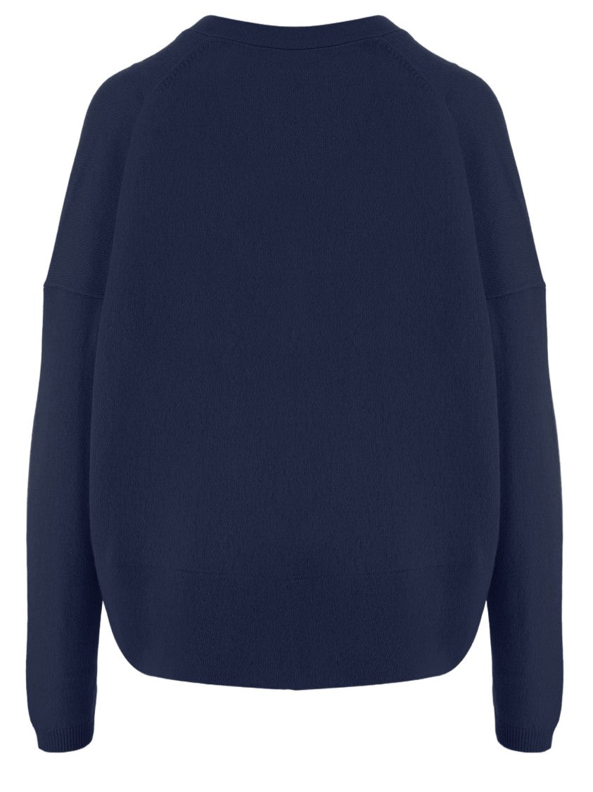 Allude V-Neck Cashmere-Wool Cardigan With Patch Pockets