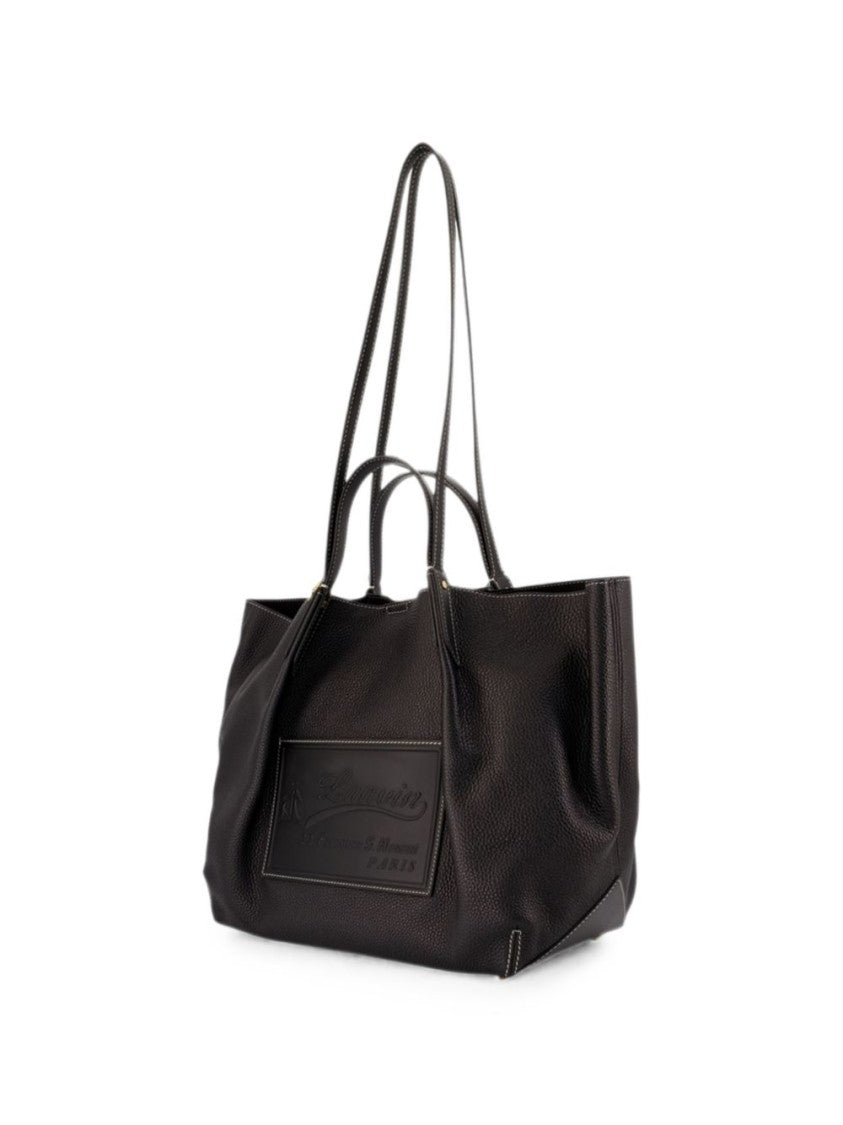 Lanvin Textured Black Tote Bag With Dual Carrying Options