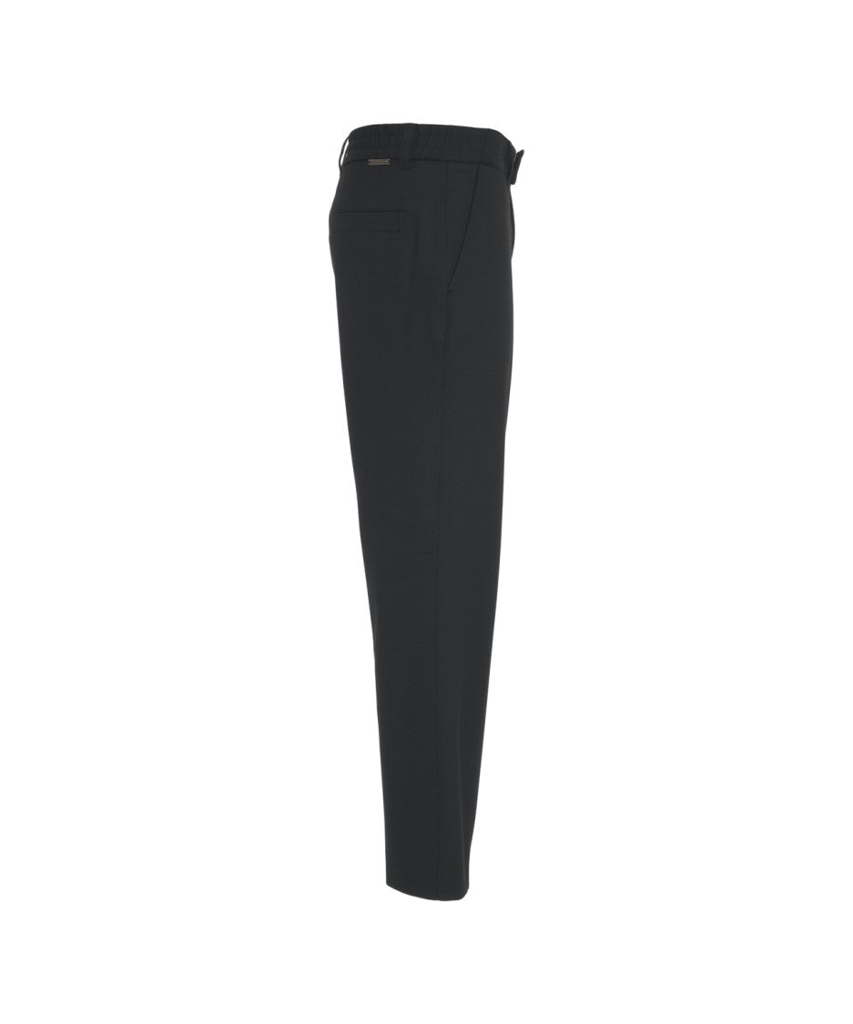 Paolo Pecora Straight Cut Black Chino Pants With Tailored Design And Practical Pockets