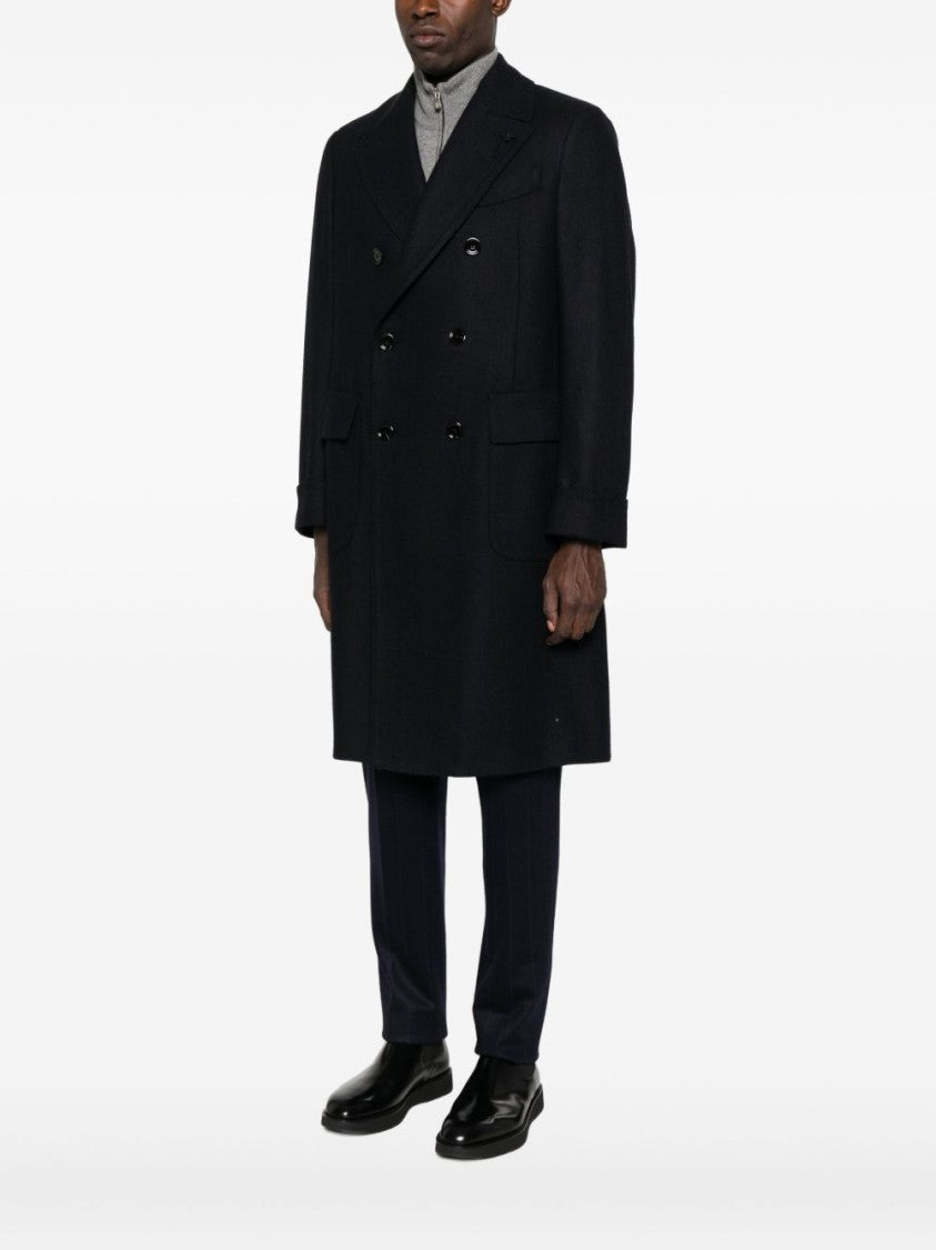 Lardini Double-Breasted Wool And Cashmere Overcoat