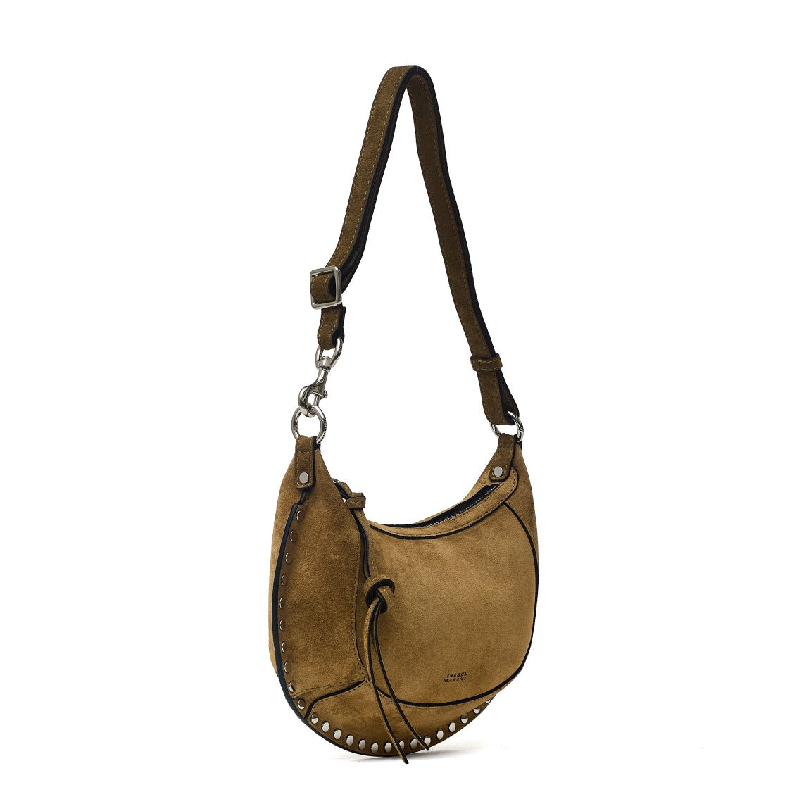Isabel Marant Crescent-Shaped Suede Leather Shoulder Bag With Studded Edges
