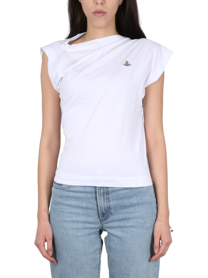 Vivienne Westwood Draped Fitted T-Shirt With Embroidered Detail