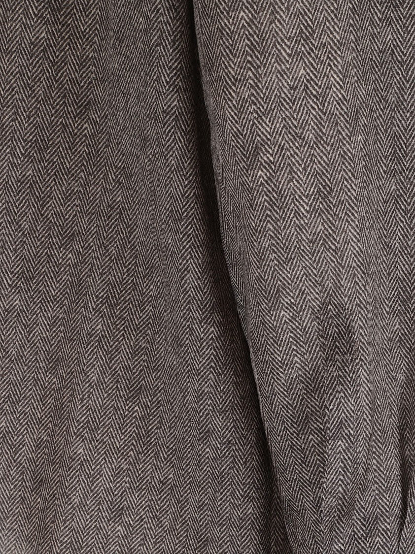 Antonelli Silk Herringbone Shirt With Tie Detail And Classic Collar