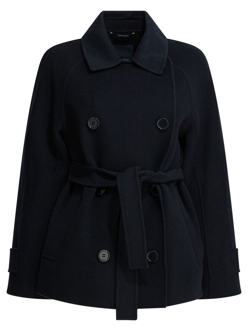 Max Mara Double-Breasted Virgin Wool Jacket With Belted Waist