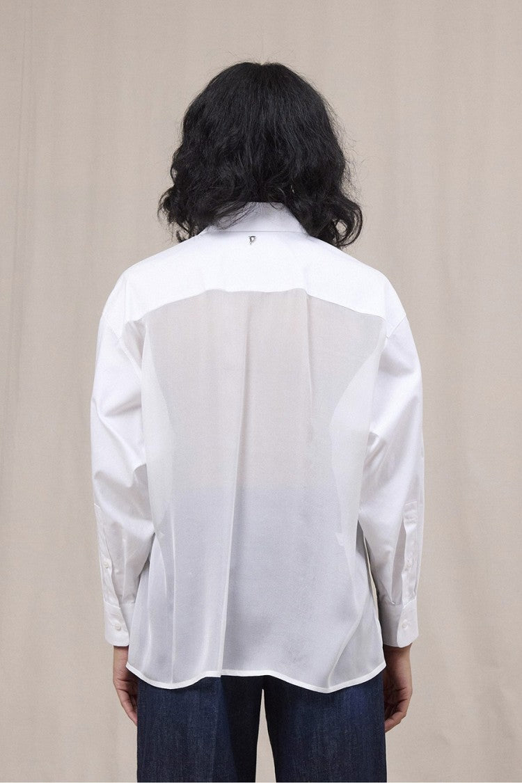 Dondup White Cotton Raw-Hem Oversized Shirt
