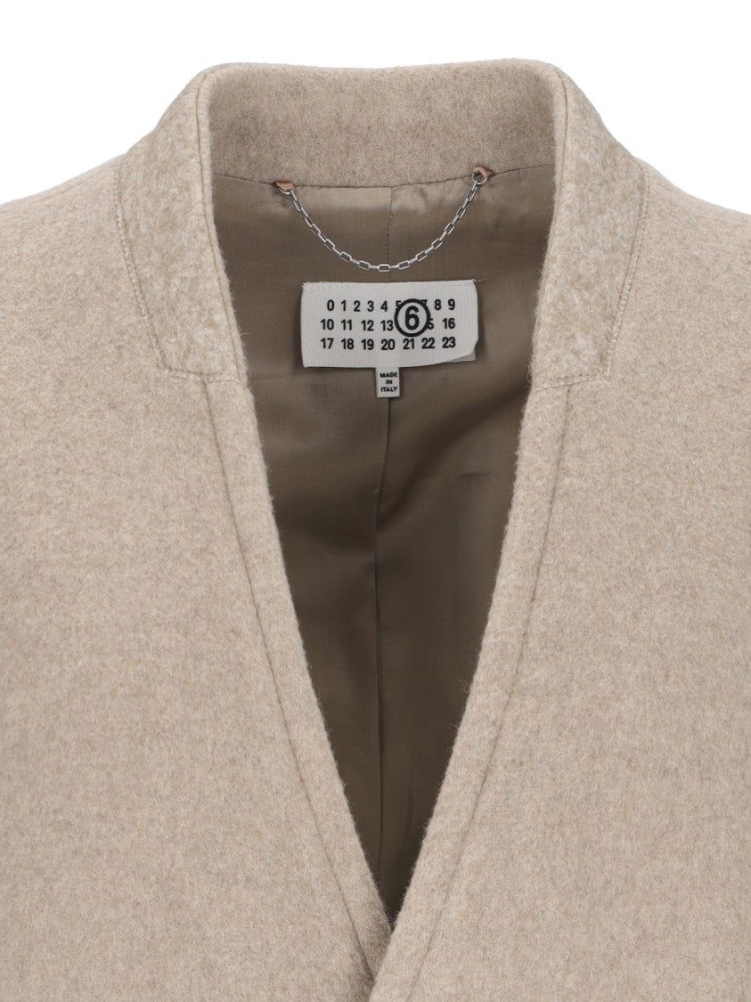 Mm6 By Maison Margiela Midi Coat With Belt – Beige