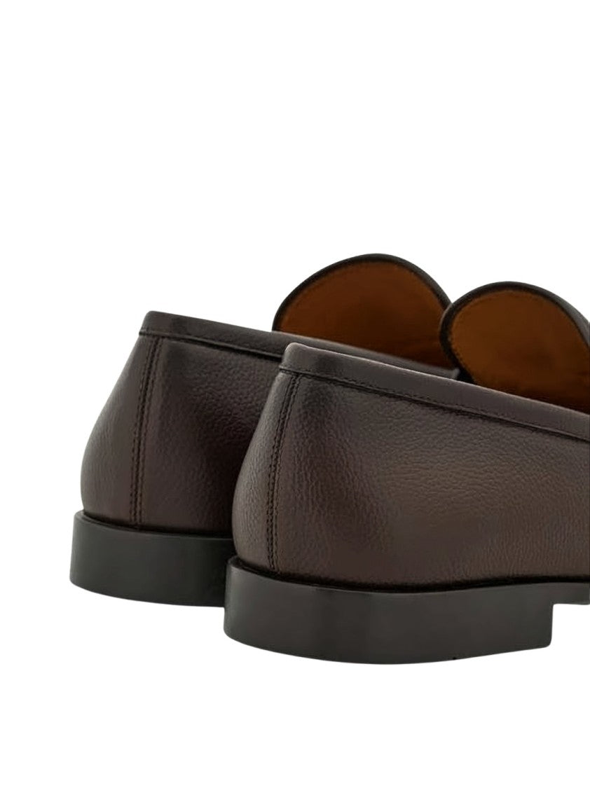 Ferragamo Brown Leather Loafers With Polished Finish