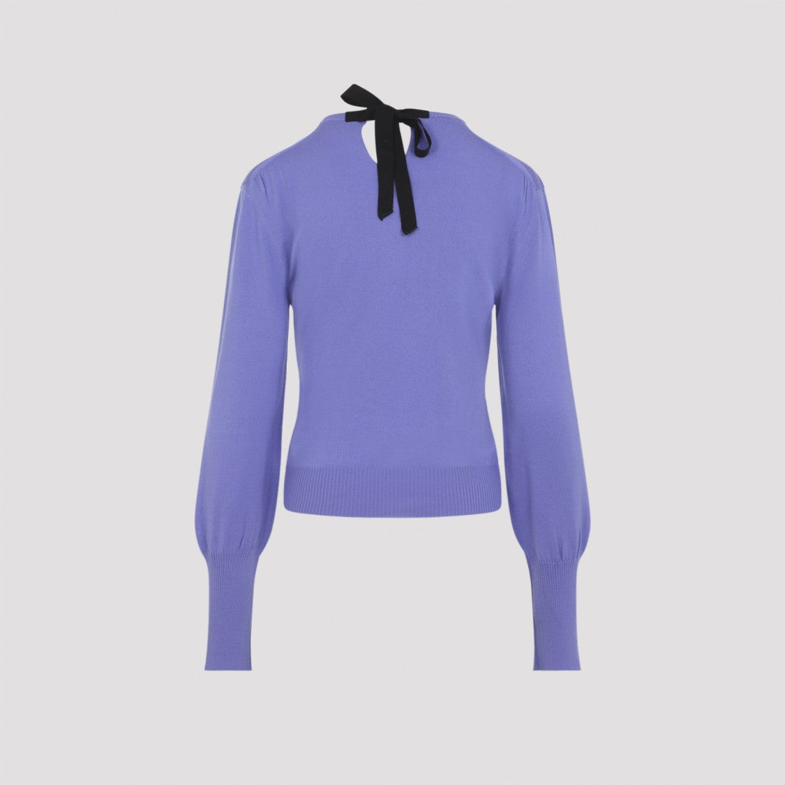 Lanvin Sculpted Wool Blend Sweater With Ribbon Tie Detail