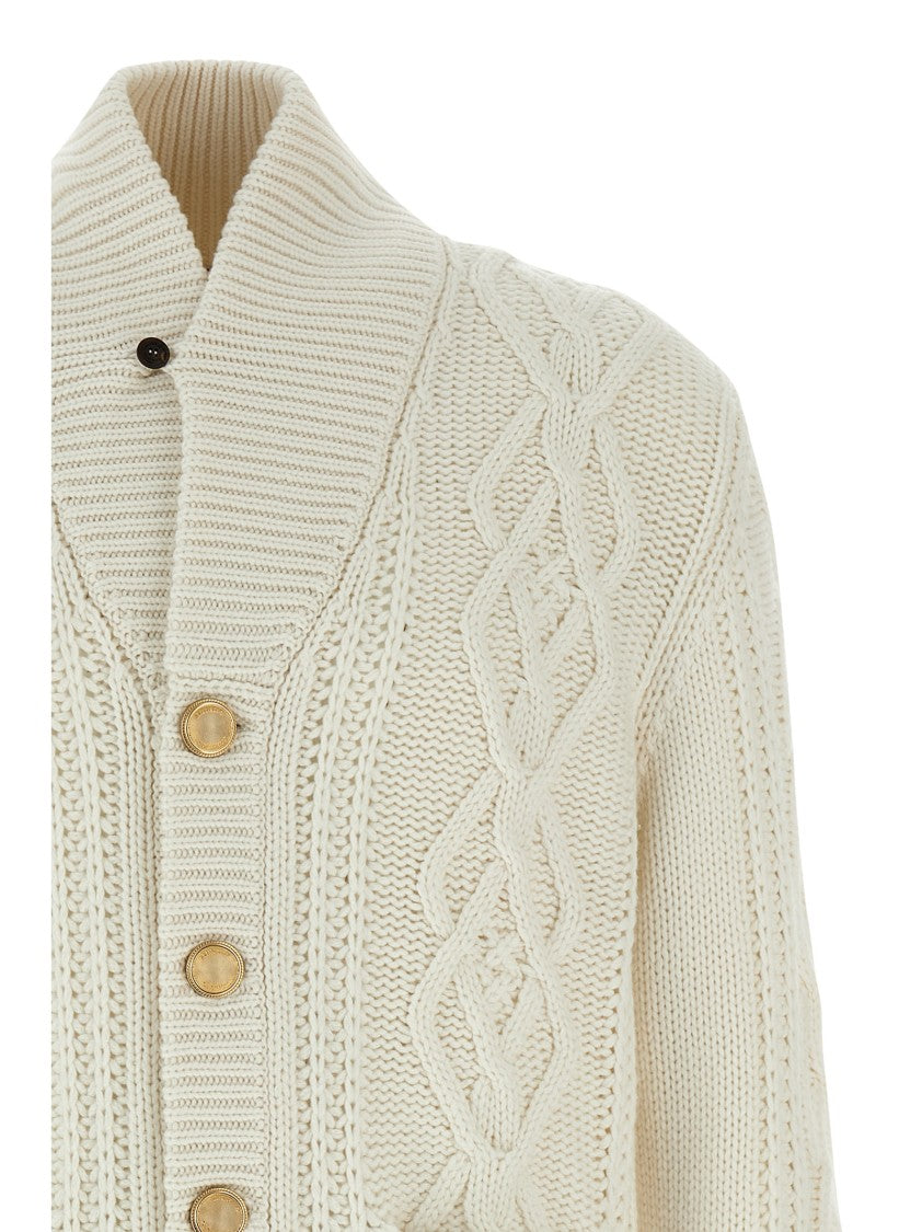 Brunello Cucinelli Cable Knit Cashmere Cardigan With Logo Buttons