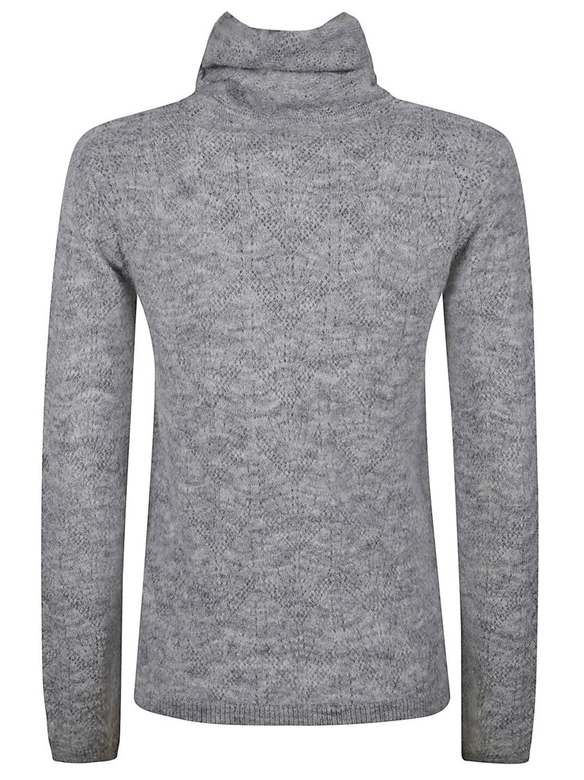 Parosh Textured Grey Knit Sweater With Relaxed Fit