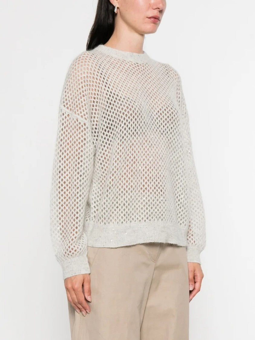 Brunello Cucinelli Open-Weave Knit Sweater With Relaxed Fit