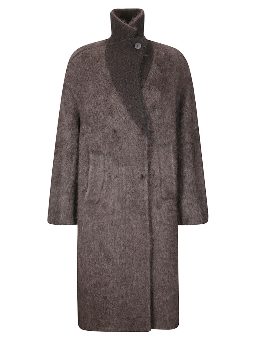 Boboutic Double-Breasted Knit Coat With Textured Finish