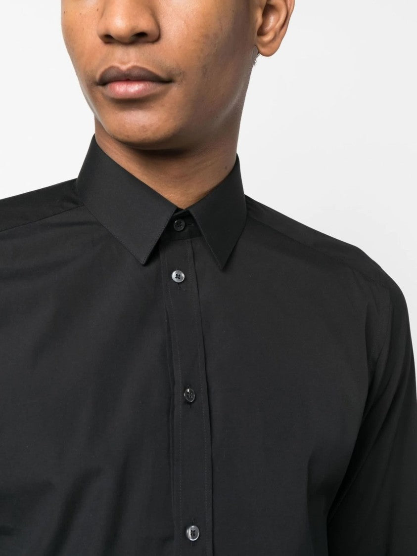 Dolce & Gabbana Fitted White Pointed Collar Cotton Shirt
