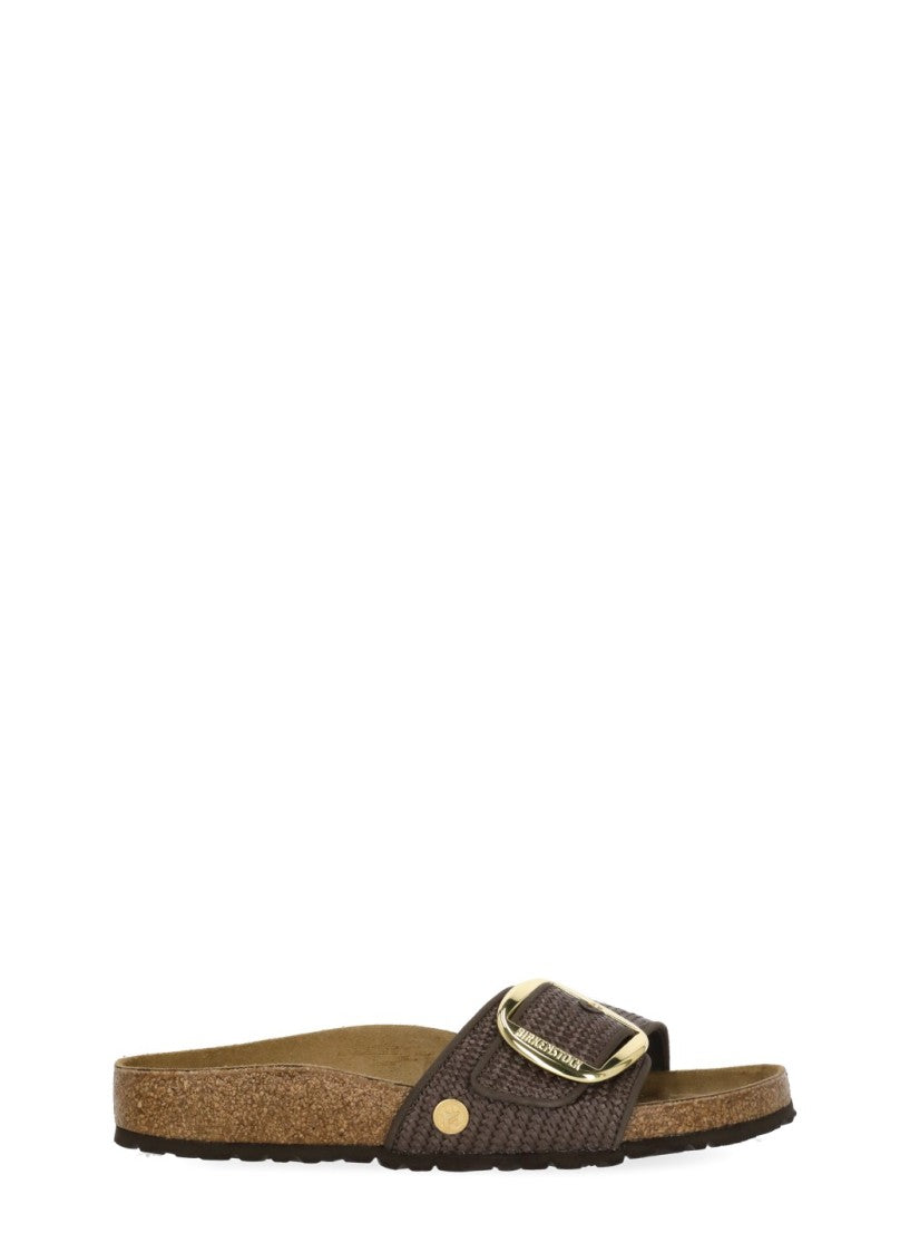 Birkenstock Brown Madrid Big Buckle Raffia Sandals