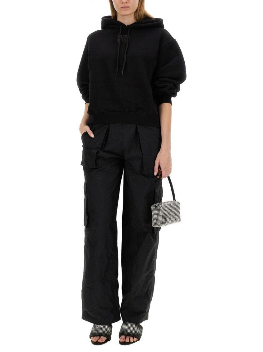 T By Alexander Wang Cropped Hoodie With Subtle Logo