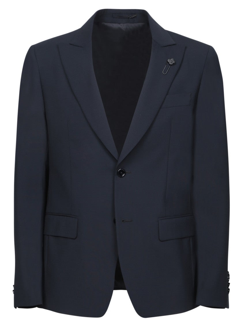 Lardini Micro-Textured Blue Suit With Tailored Fit