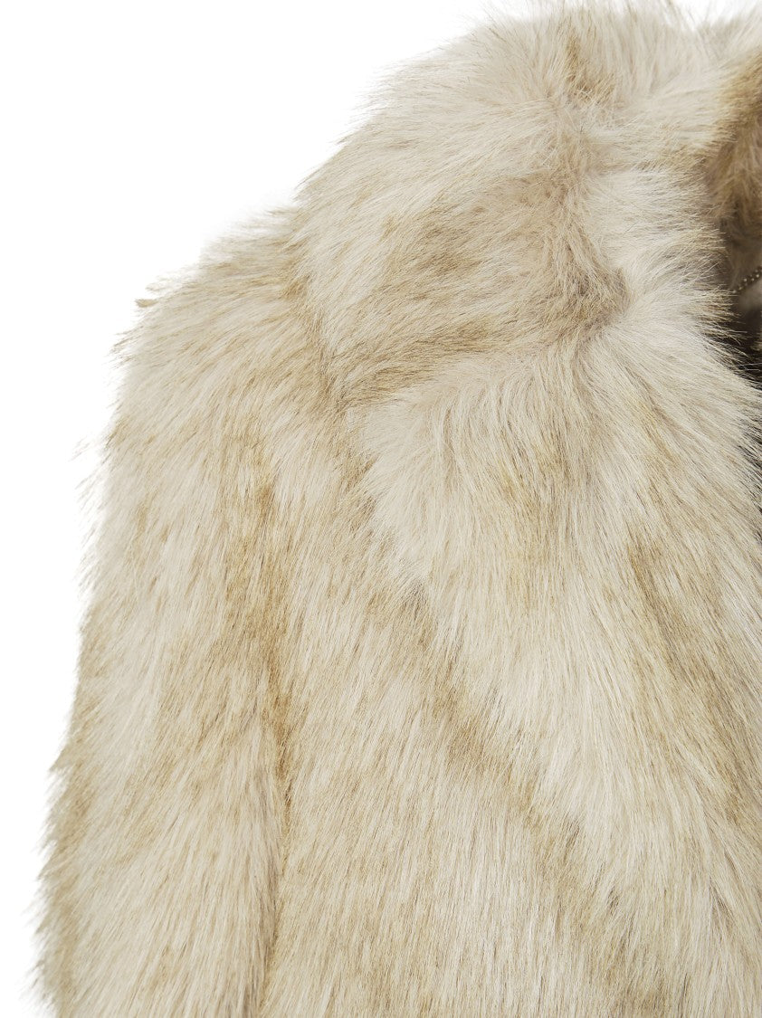 Liu Jo Long Faux Fur Coat With Classic Collar