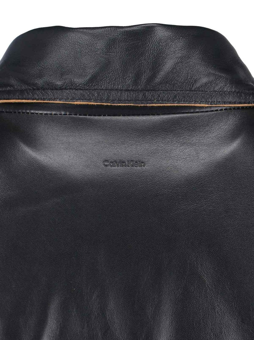 Calvin Klein Shearling Leather Jacket – Black