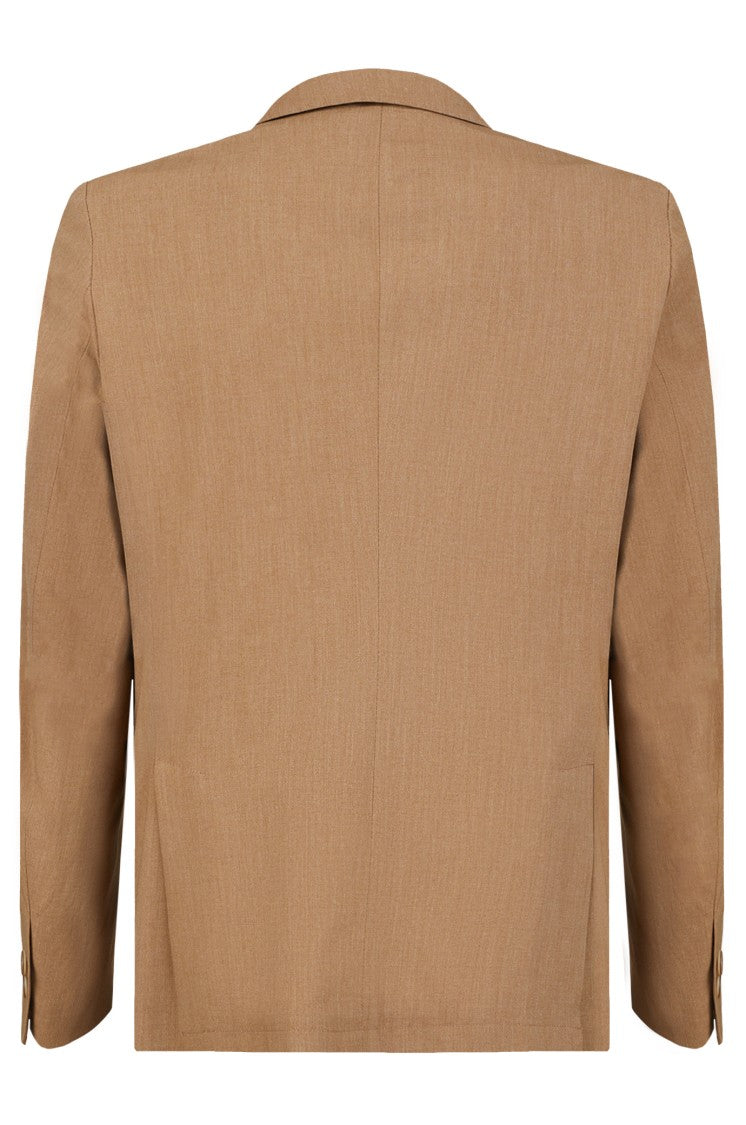 Gazzarrini X Michele Franzese Double-Breasted Tobacco Wool Blend Blazer