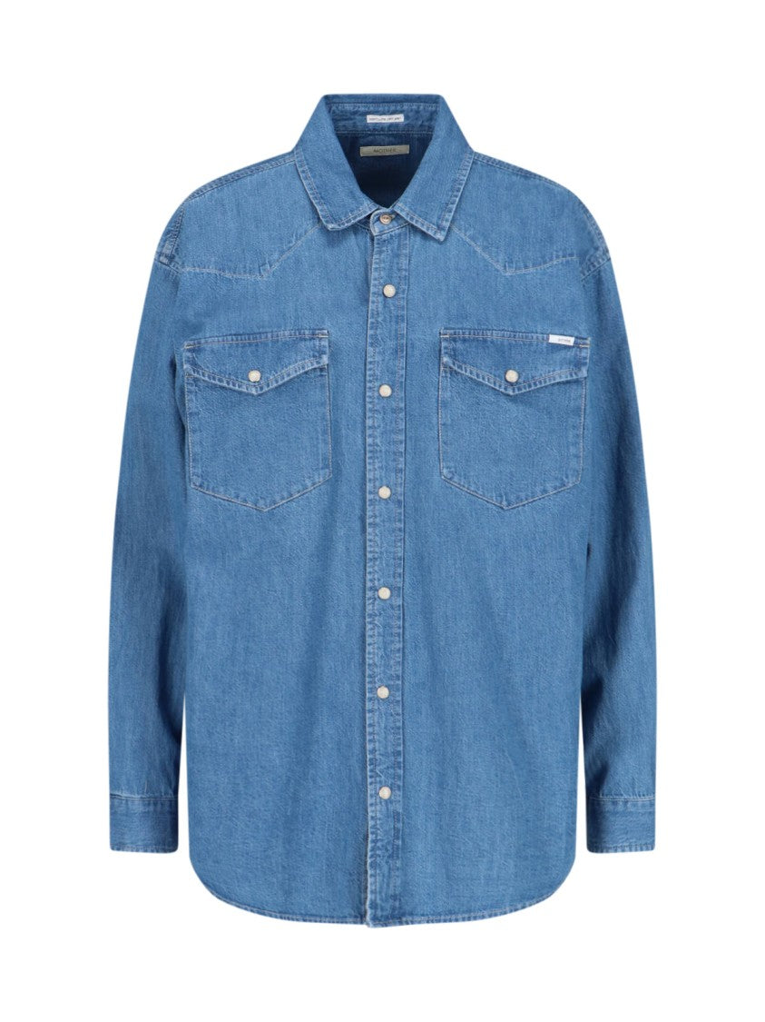 Mother Logo Denim Shirt – Blue