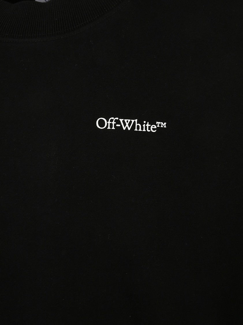 Off-White Scribble Motif Crew Neck Sweater In Solid Black