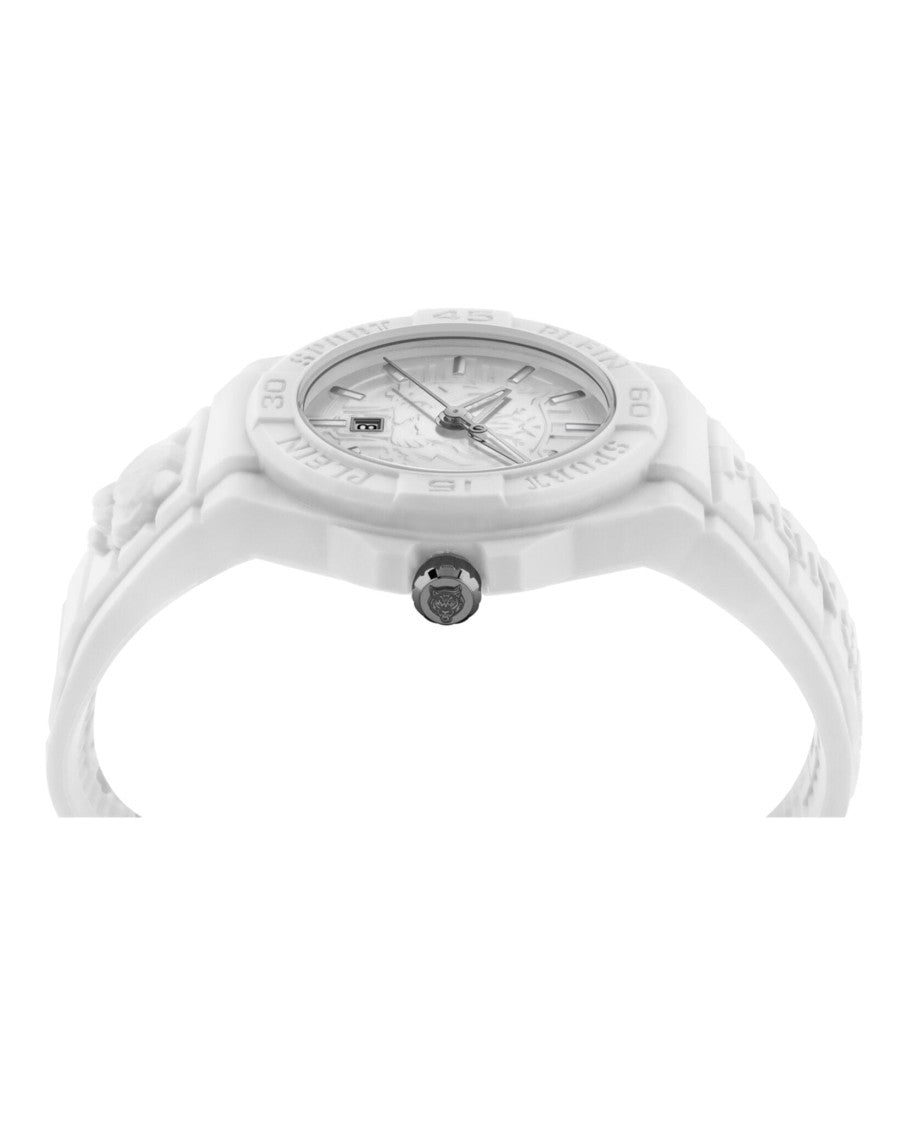 Plein Sport Fearless 46Mm White Silicone Quartz Watch