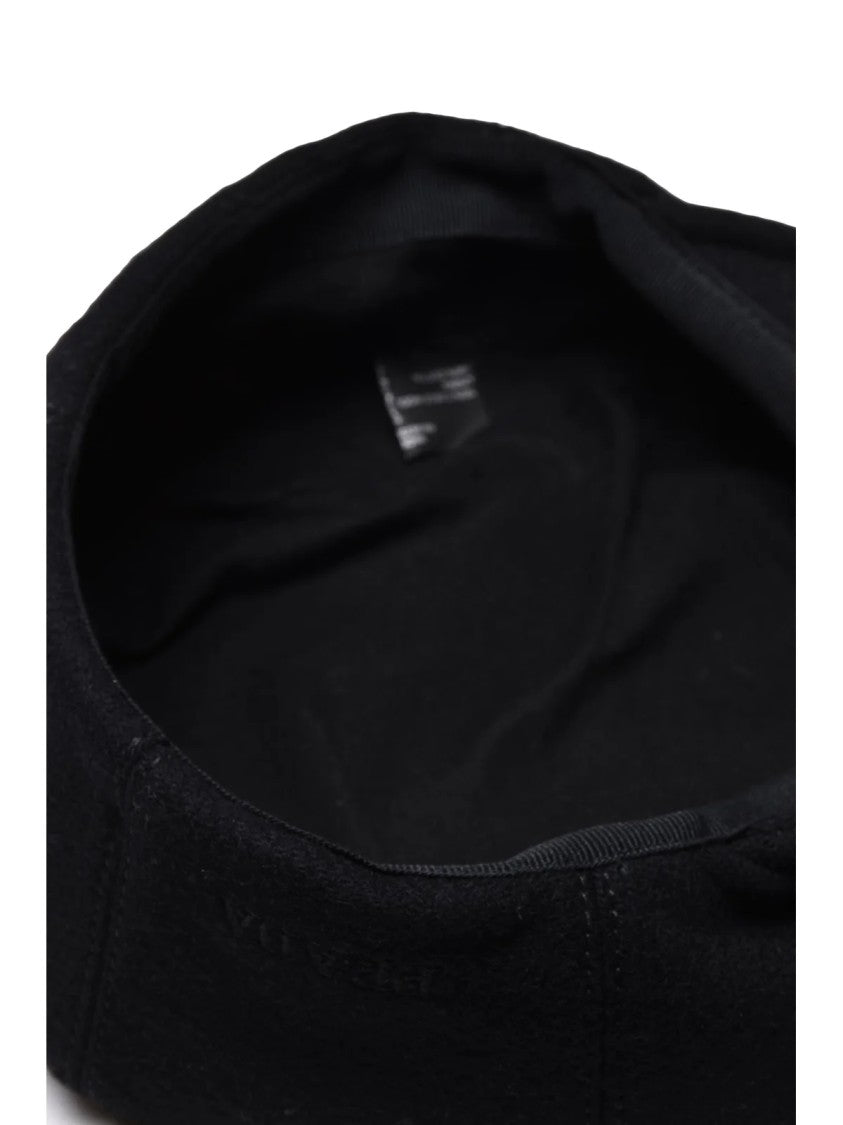 Prada Black Minimalist Wool Flat Cap