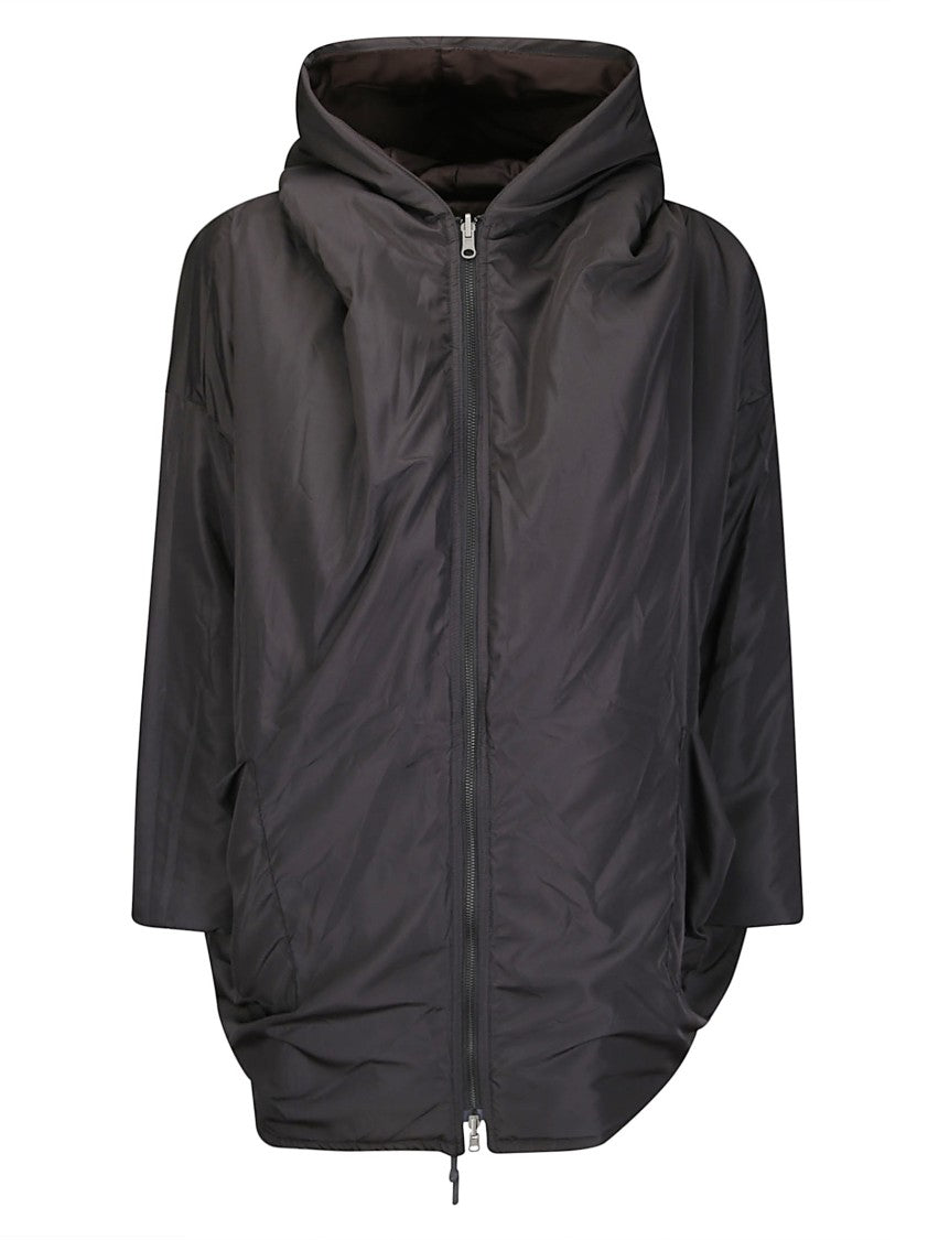 Kimono Rain Padded Sahariana Jacket With Asymmetrical Zip And Adjustable Waist