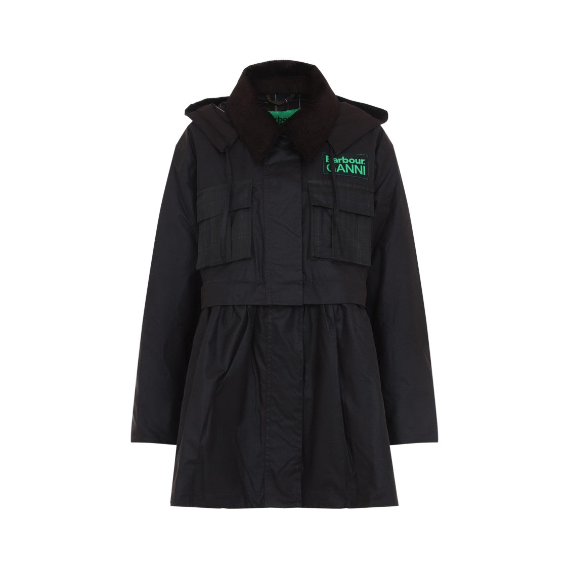 Barbour X Ganni Peplum Wax Brown Cotton Jacket