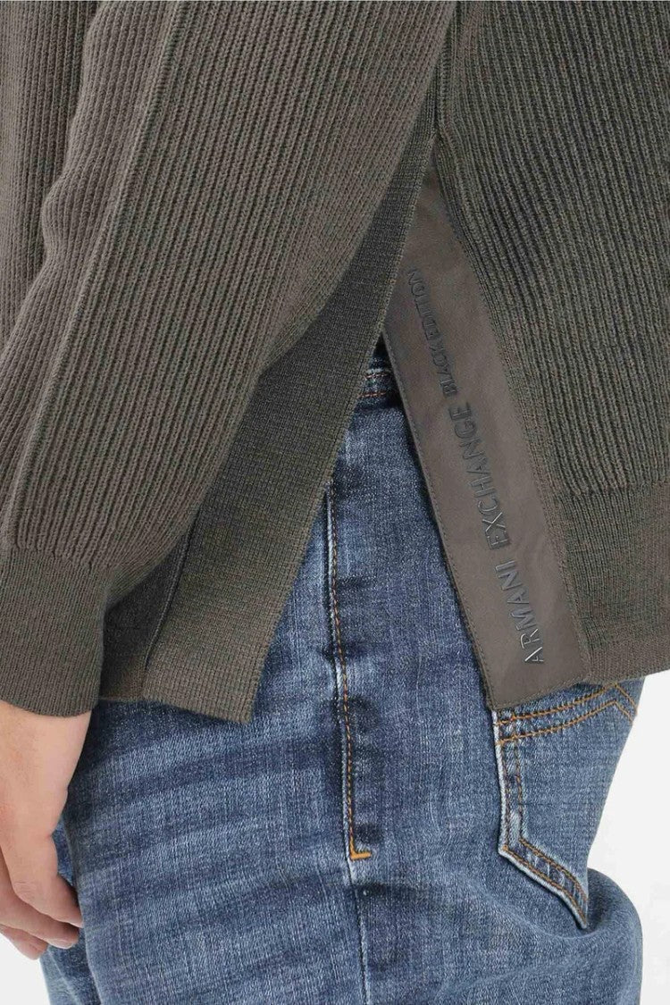 Armani Exchange Green Cotton Acrylic Virgin Wool Men's Sweater