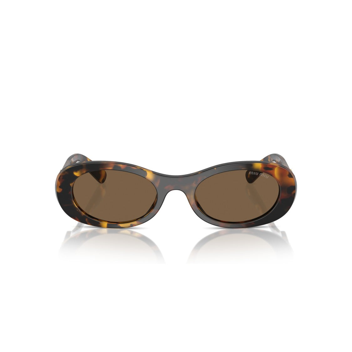 Miu Miu Tortoiseshell Oval Sunglasses With Gold-Tone Detail