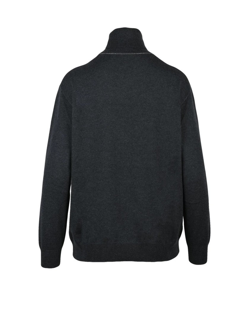 Brunello Cucinelli Grey Ciclista Pure Cashmere Turtleneck Sweater