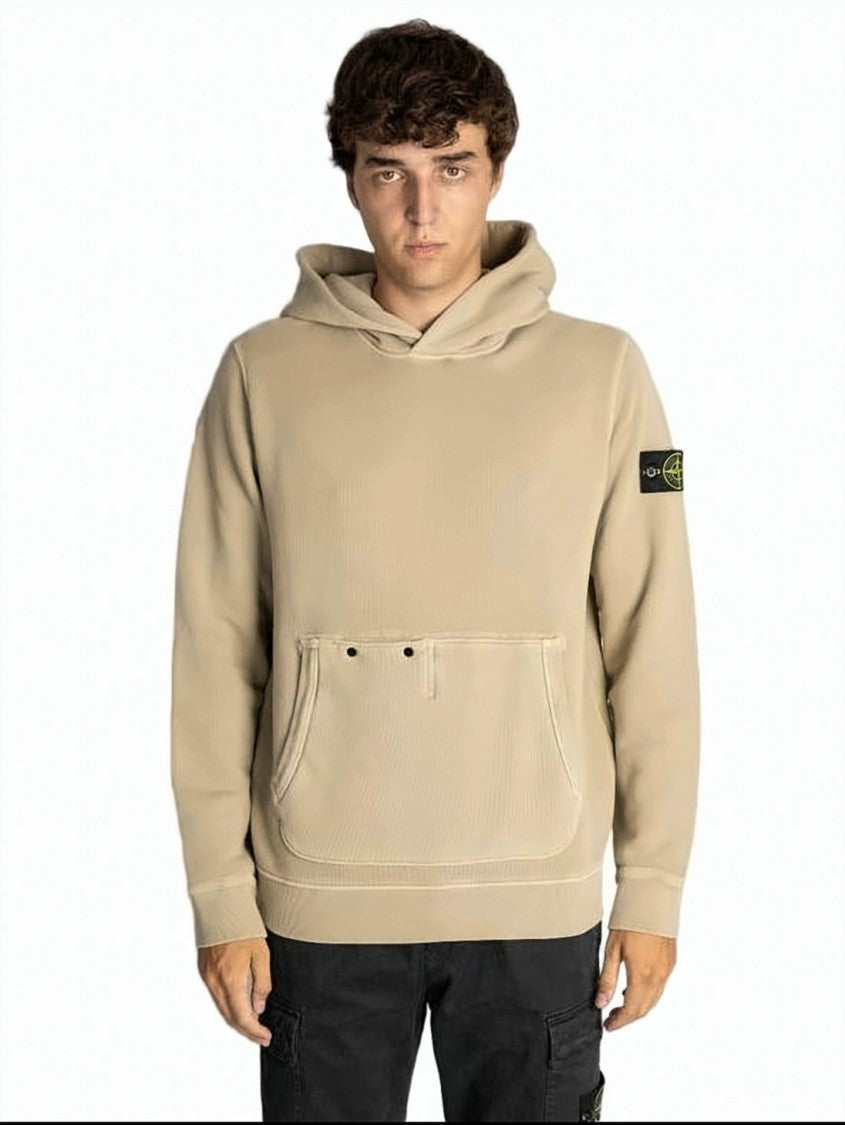 Stone Island Relaxed Fit Beige Cotton Hoodie
