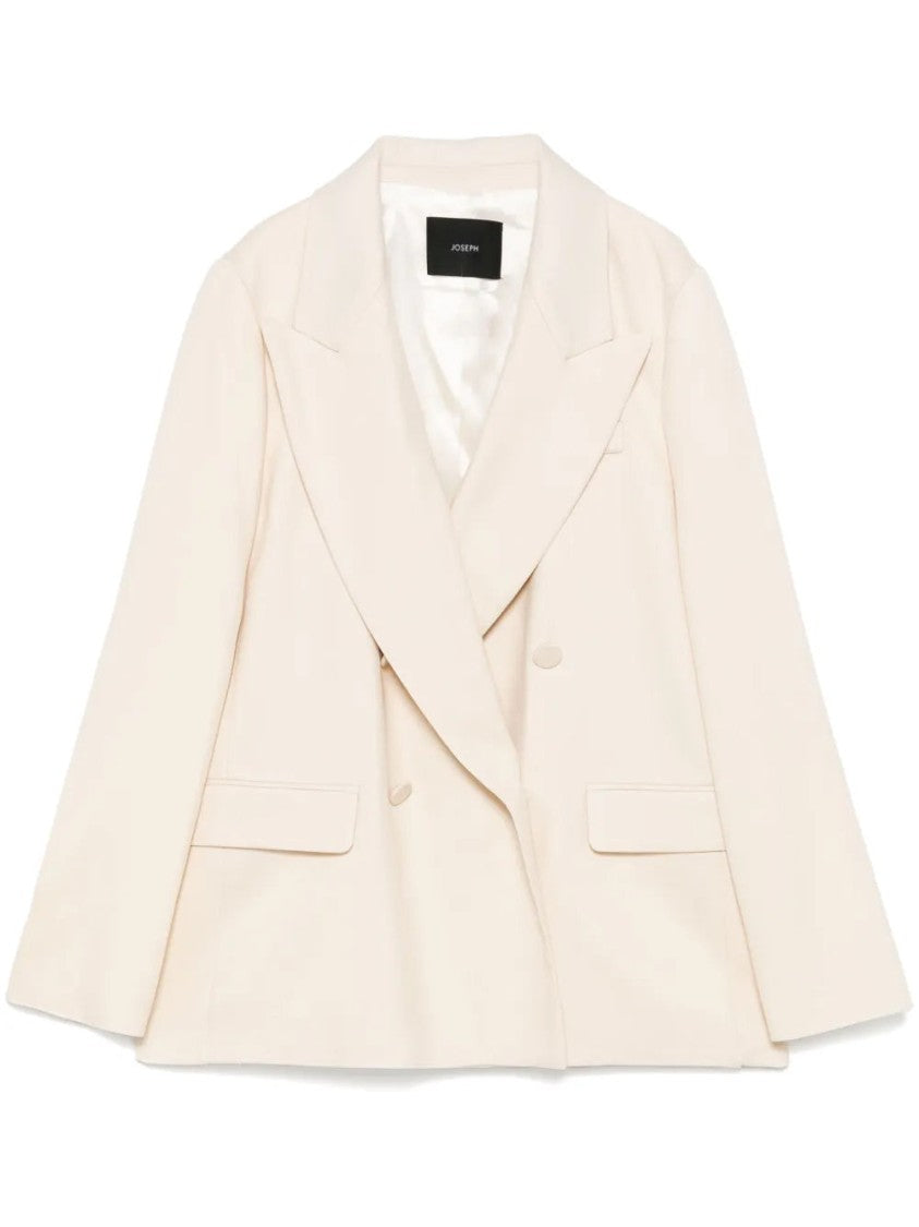 Joseph White Jaden Double-Breasted Wide Notched Lapels Viscose Blazer