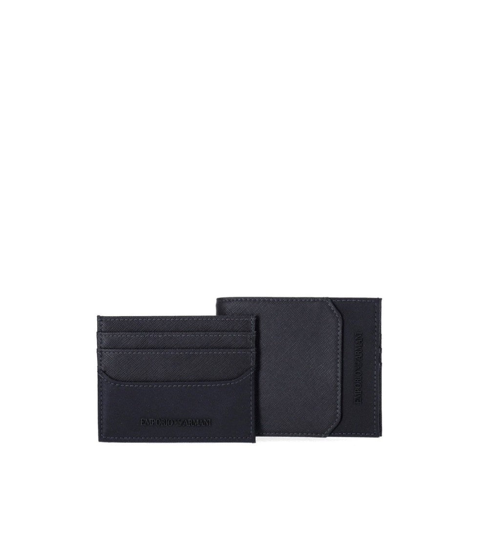 Emporio Armani Blue Wallet+Card Holder Set