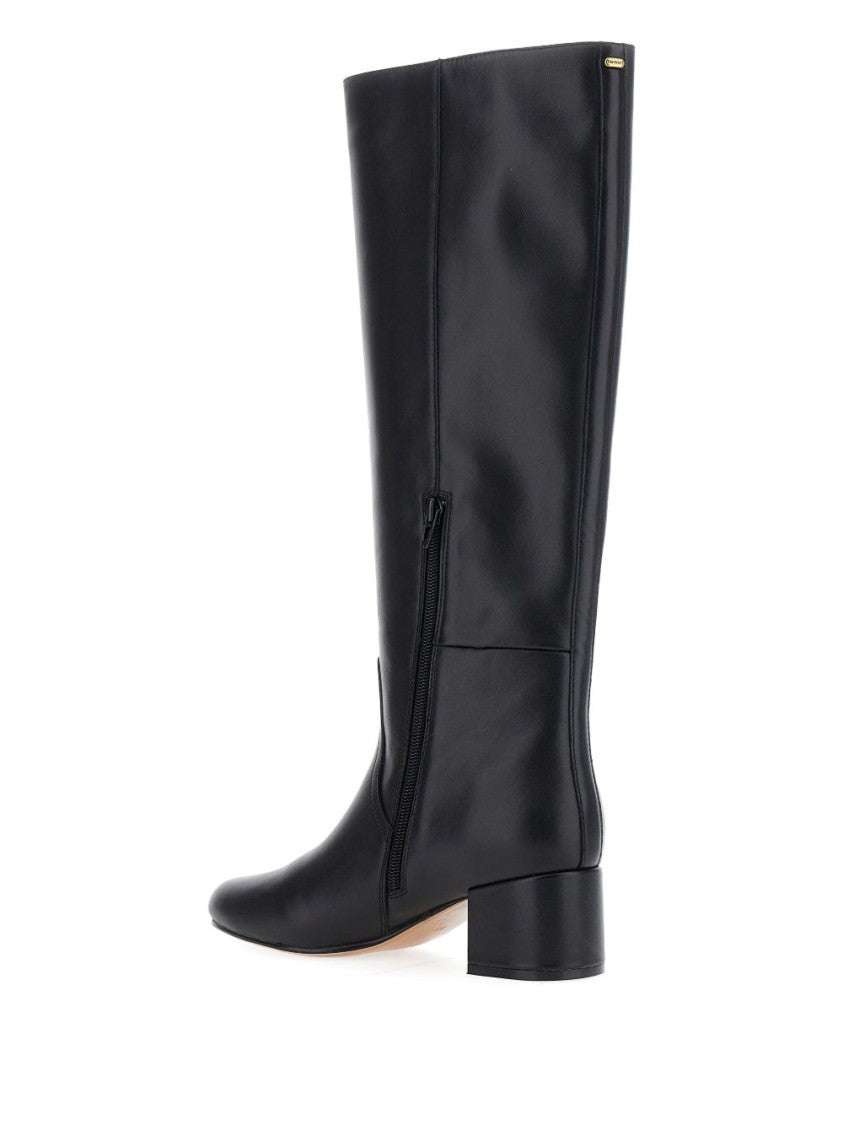 Twin-Set Knee-High Calf Leather Ankle Boots With Silhouette